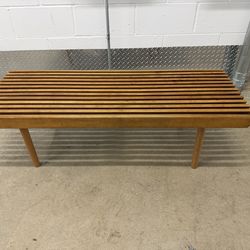 Mid Century Slat Coffee Bench-Style Coffee Table