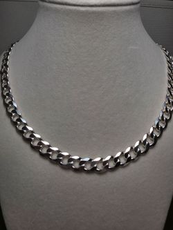 24" 8.8mm Cuban Curb Link Chain 51.08g 925 Sterling Silver w/ Lobster