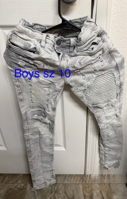 Boys Sz 10 Gray Skinny  Jeans Distressed - Stretchy