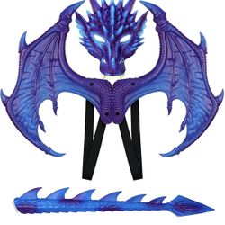 Alodidae Dragon Costumes Set Devil Wings Demon Tail Dino Mask for Halloween Masquerade Party Cosplay