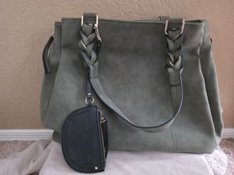 VR NYC Large Zip Closure Tote Handbag w/ Half Moon Pouch