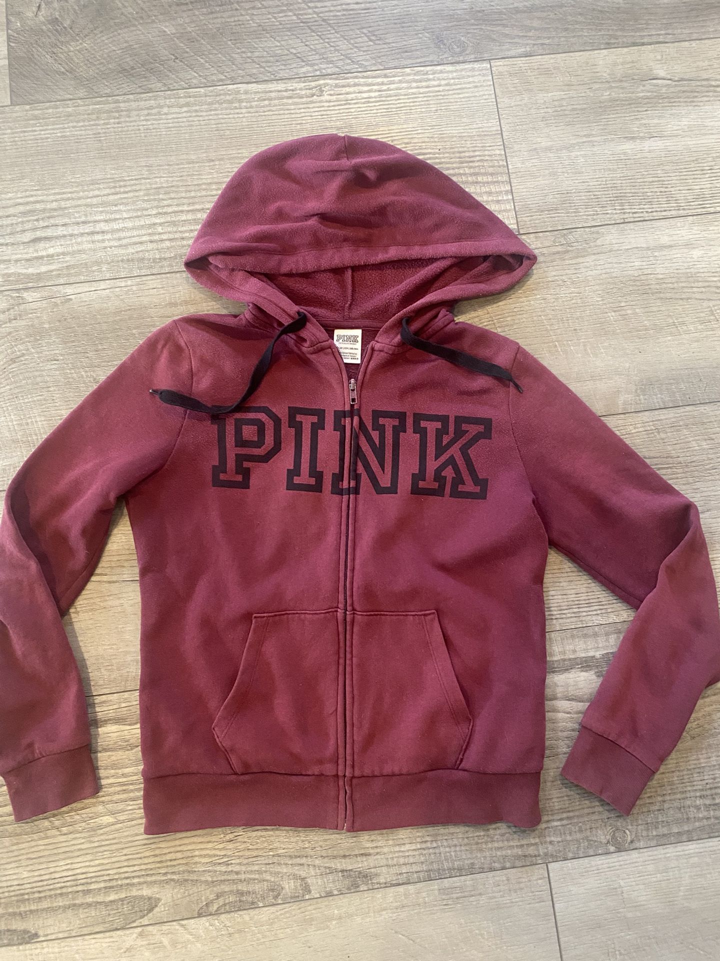 Pink Victorias Secret Zip Up Hooded Sweatshirt Xs