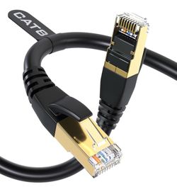 Cat 8 Ethernet Cable 40Gbps 2000MHz, 6FT Supports Cat7 Cat6 Cat5e Cat5, High-Speed RJ45 Cable, Heavy-Duty Indoor/Outdoor, Gold-Plated, Weatherproof & 