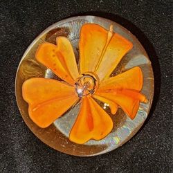 Vintage Orange Flower Paperweight