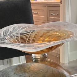 Murano Style Large Glass Centerpiece Bowl