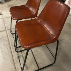CB2 Crate & Barrel Roadhouse Saddleback Counter Chairs Set of 2