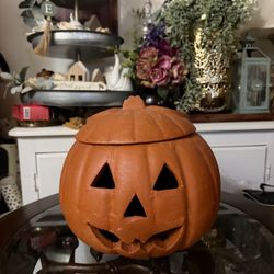 Ceramic Jack-O-Lantern Pumpkin Candle Holder