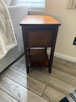 Pier 1 Solid Wood End Table / Nightstand w/ Drawer & Lower Shelf - Warm Walnut
