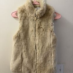 Zara Girls Winter Faux Fur Vest  Brown Zip size 11/12