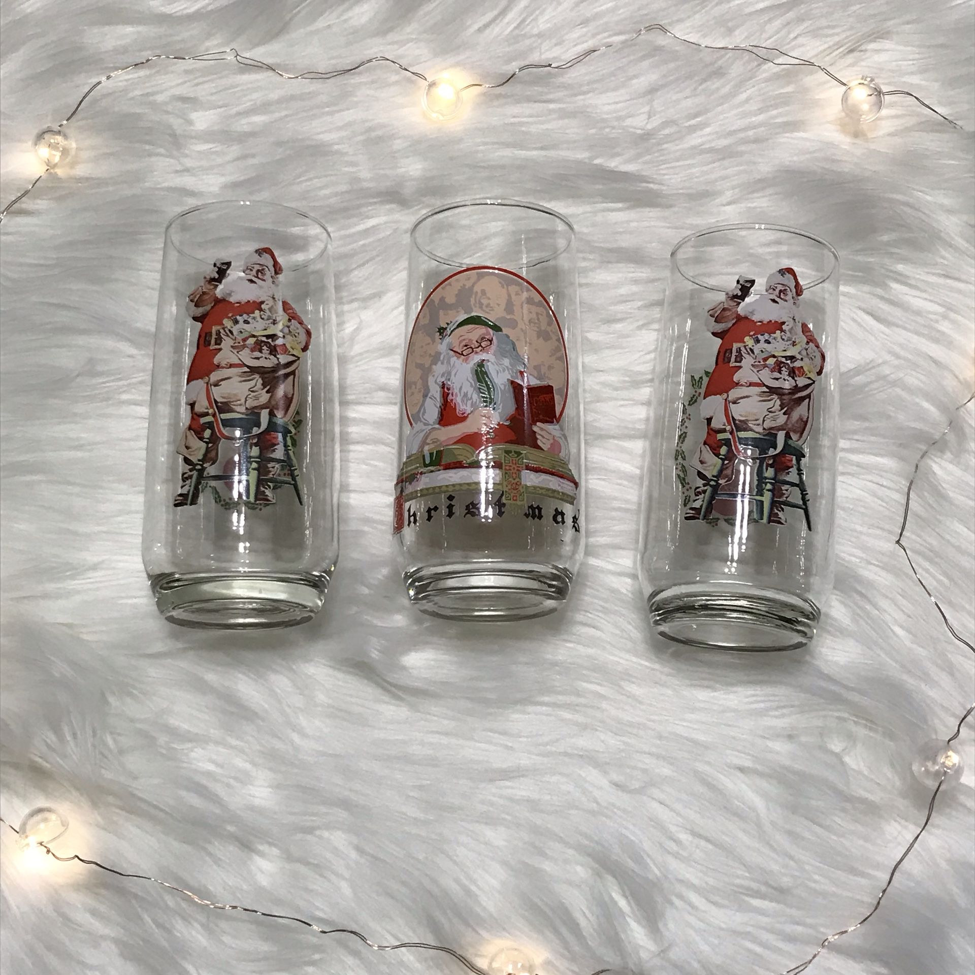3 Coca Cola Santa Claus glasses