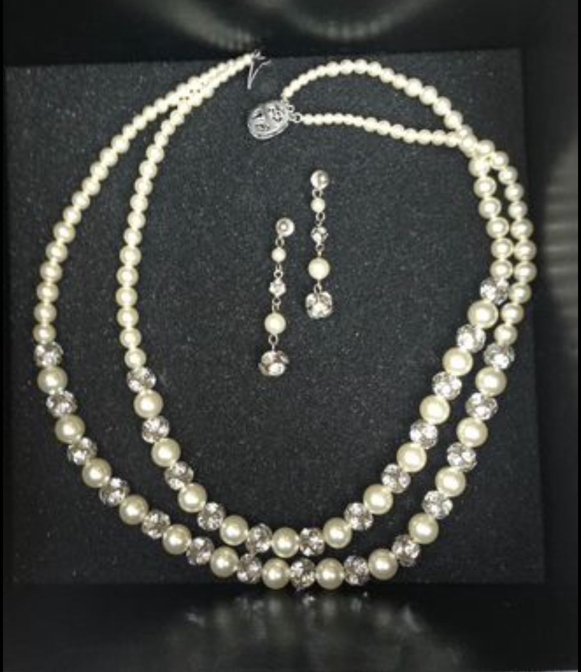 Natural Pearl “Art Deco” Style Necklace & Earring Set