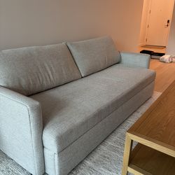 (CRATE AND BARREL)Lounge 89" Queen Trundle Sleeper Sofa with wooden table