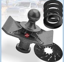 5th Wheel to Gooseneck Adapter, 1.5" Raised Kingpin to 2-5/16" Gooseneck Ball Adapter with 2 Lube Plates & Polyurethane Washer Kit, Fits Pickup 5th Wh