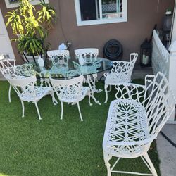Vintage Patio Set/ Outdoor Furniture Dining Table And Chairs/ Conversation Set