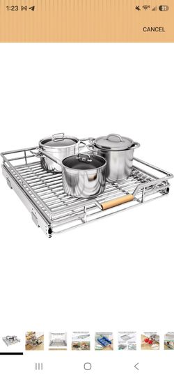 Pull out Cabinet Oraanizer, 18"W X 21"D, Heavy Duty Smooth Sliding Under Cabinet Shelves for Pots and Pans, Full-Extension Roll out Drawers, Slide out