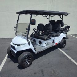 2025 Voyager Patriot 6-Passenger Non-Lifted 72-Volt Street Legal LSV Golf Cart in  Gloss Metallic White w/Black Seats w/White Piping & Stitching