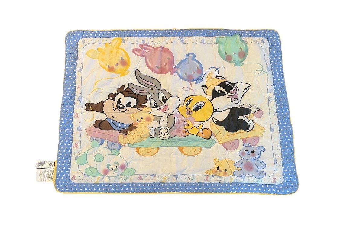 Looney Tunes Baby Crib Sheet Blanket Day at Zoo Set Lot Plush Vintage