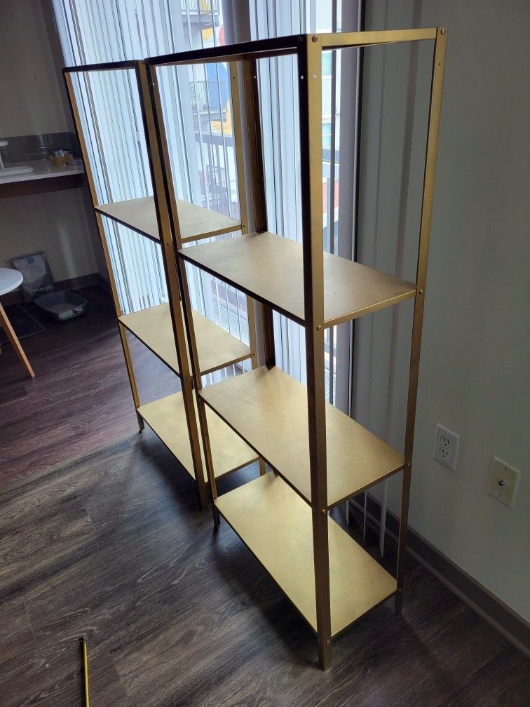 Two IKEA Hyllis Shelves, Painted Gold for Sale in Seattle