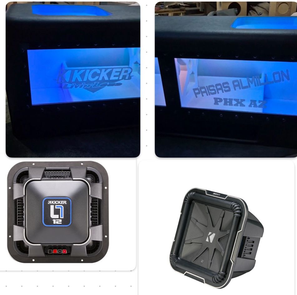 New Powerful 2 12” Kicker Q Class Subwoofers And Big Custom Ported Box RGB Lights