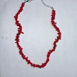 Red Coral Chip Necklace 