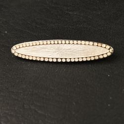 Vintage Pretty White Sterling Silver Guilloche Brooch 