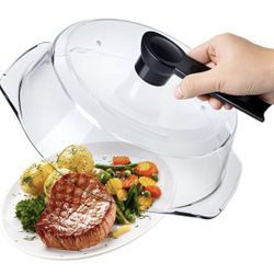 9.5inch Glass Microwave Splatter Cover for Food with Standup Handle