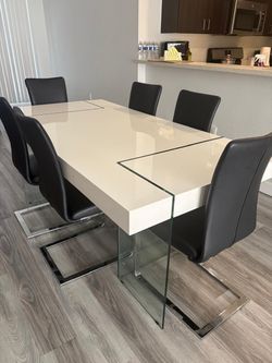 Modern Dining Table Set with 6 Chairs