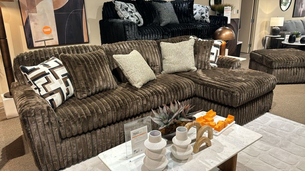 Midnight Madness Brown Sectional $10 Down Payment And Financing Available