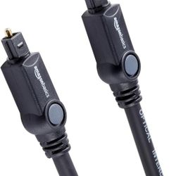 Amazon Basics Toslink Digital Optical Audio Cable, Multi-Channel, for Audio System, Sound Bar, Home Theatre, Gold-Plated Connectors, 6 Foot, Black