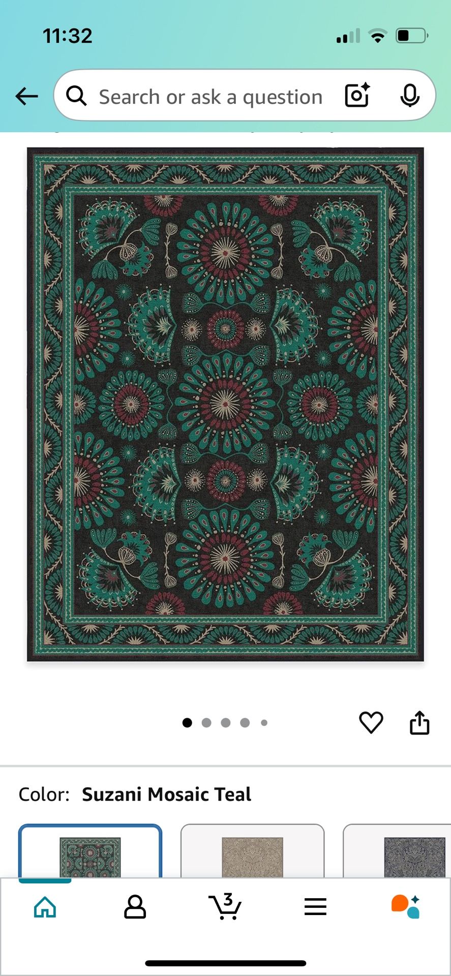 Iris Apfel Suzani Mosaic Lagoon 6’x9’ Rug + Pad System - Ruggable