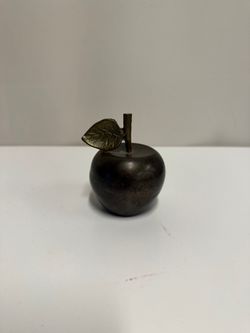 Vintage Bronze-Toned Apple Desk Bell with Leaf Accent