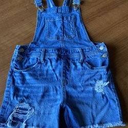 Denim Overalls distressed Shorts 10-12