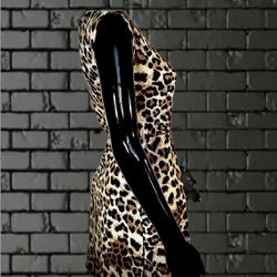 Silky Cheetah Swing Dress Short Sleeve Medium Short Mid Ladies Stretch NWOT