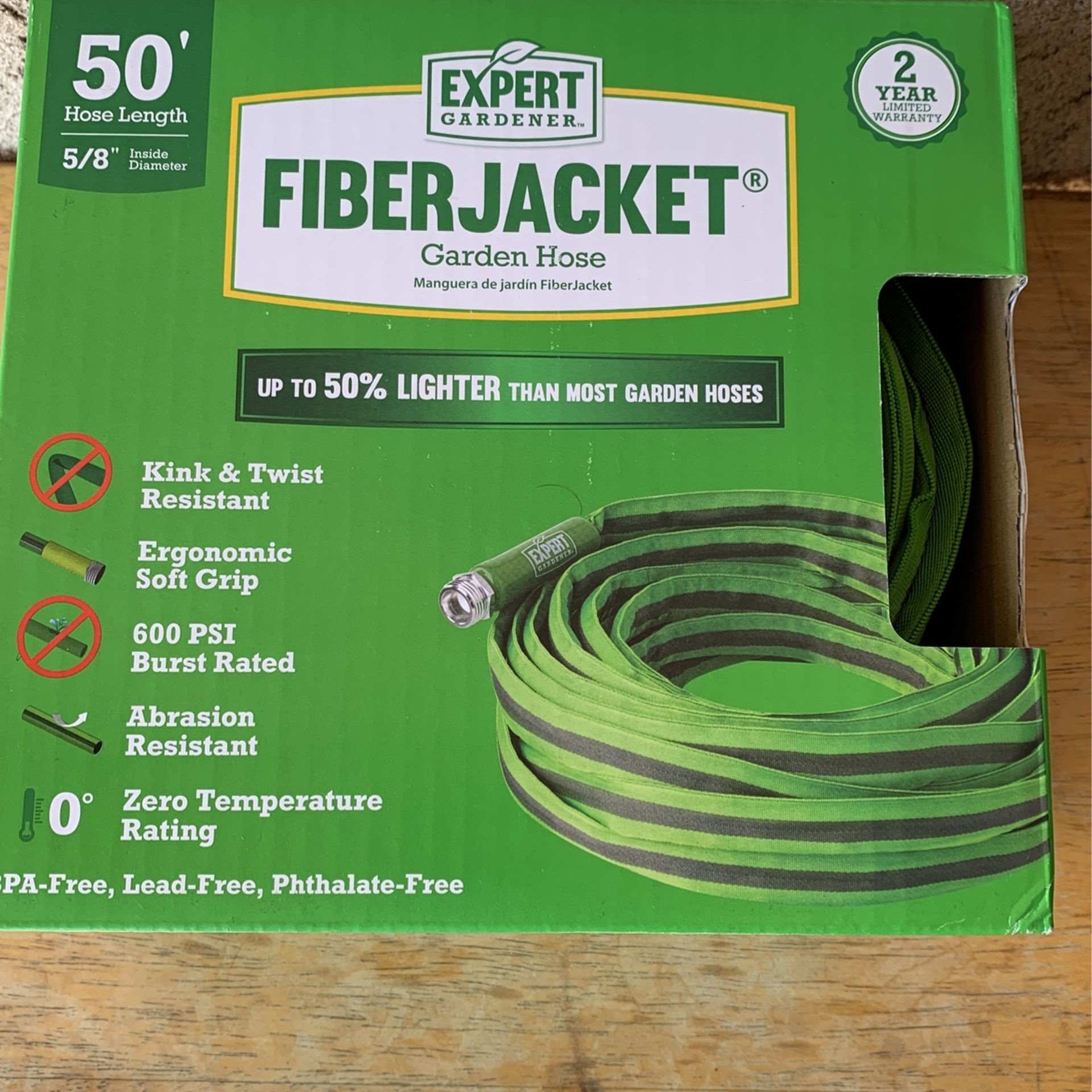 EXPERT GARDENER FIBER JACKET 50 FEET LONG GARDEN WATER HOSE