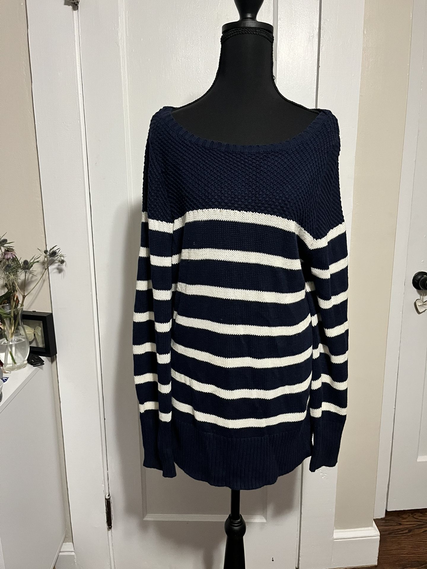 Blue and White Striped Sweater