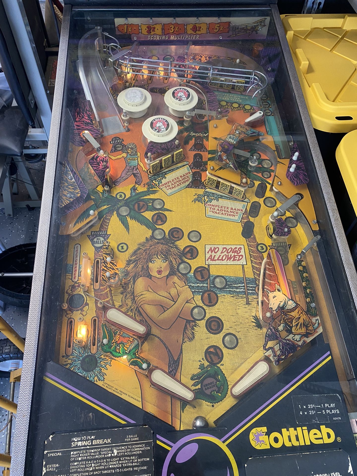 1987 Gottlieb Spring Break pinball Machine For Repair