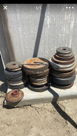 Weights and bars and stand $1.5/lb
