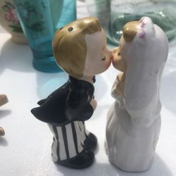 Antique Bride And Groom Salt And Pepper Shakers. 