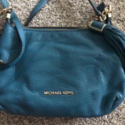 NWT Michael Kors Weston Leather Small Messenger Crossbody Teal Blue!