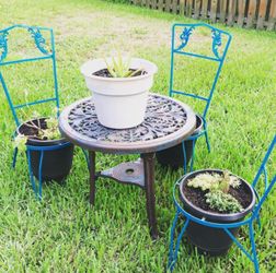 Wrought Iron Chair planters