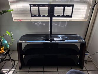 Black Glass TV Stand with Mount