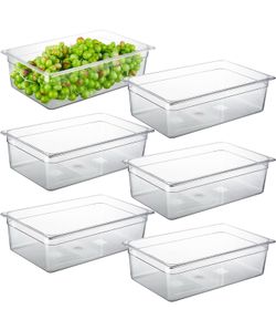 CURTA 6-Pack Full Size 6" Deep NSF Polycarbonate Food Pans | Dishwasher & Freezer Safe Clear Container for Prep Tables, Buffet, Salad Bar, Commercial
