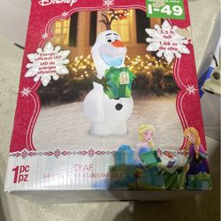 Frozen Olaf With Present  5 1/2 Feet Tall Airblown Inflatable Led Yard Decoration 