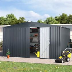 ❤️‍🔥 12 x 12 ft. Outdoor Metal Storage Shed with Sliding Roof and Lockable Door