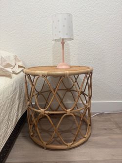 Rattan round side table