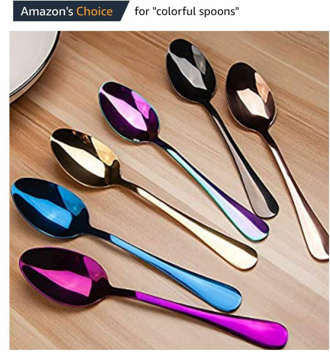 Brand new sealed 6-pieces Dinner Spoons Set, Stainless Steel Soup Spoons Rainbow Silverware