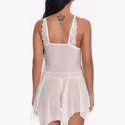 Avidlove Lingerie Dress Mesh Sheer Lace Babydoll Chemise Lingerie Set