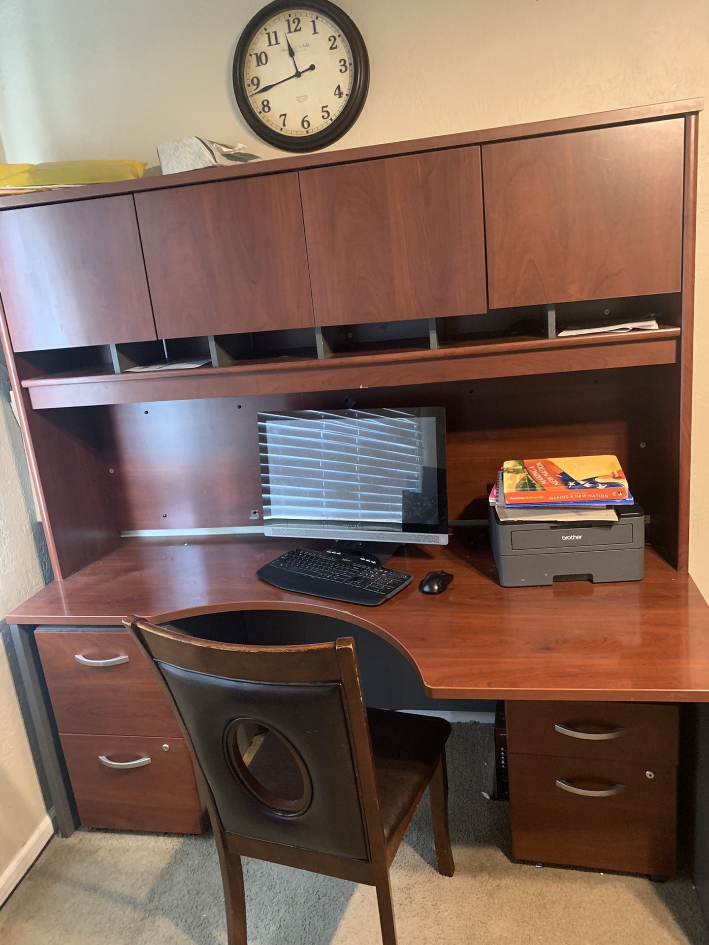 Very Sturdy Office Table With 2 File Cabinet
