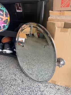 Pottery Barn Oval Wall Mirror with Chrome Frame