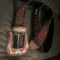 Kippys Belt 34 Western Black Leather Bling Handmade